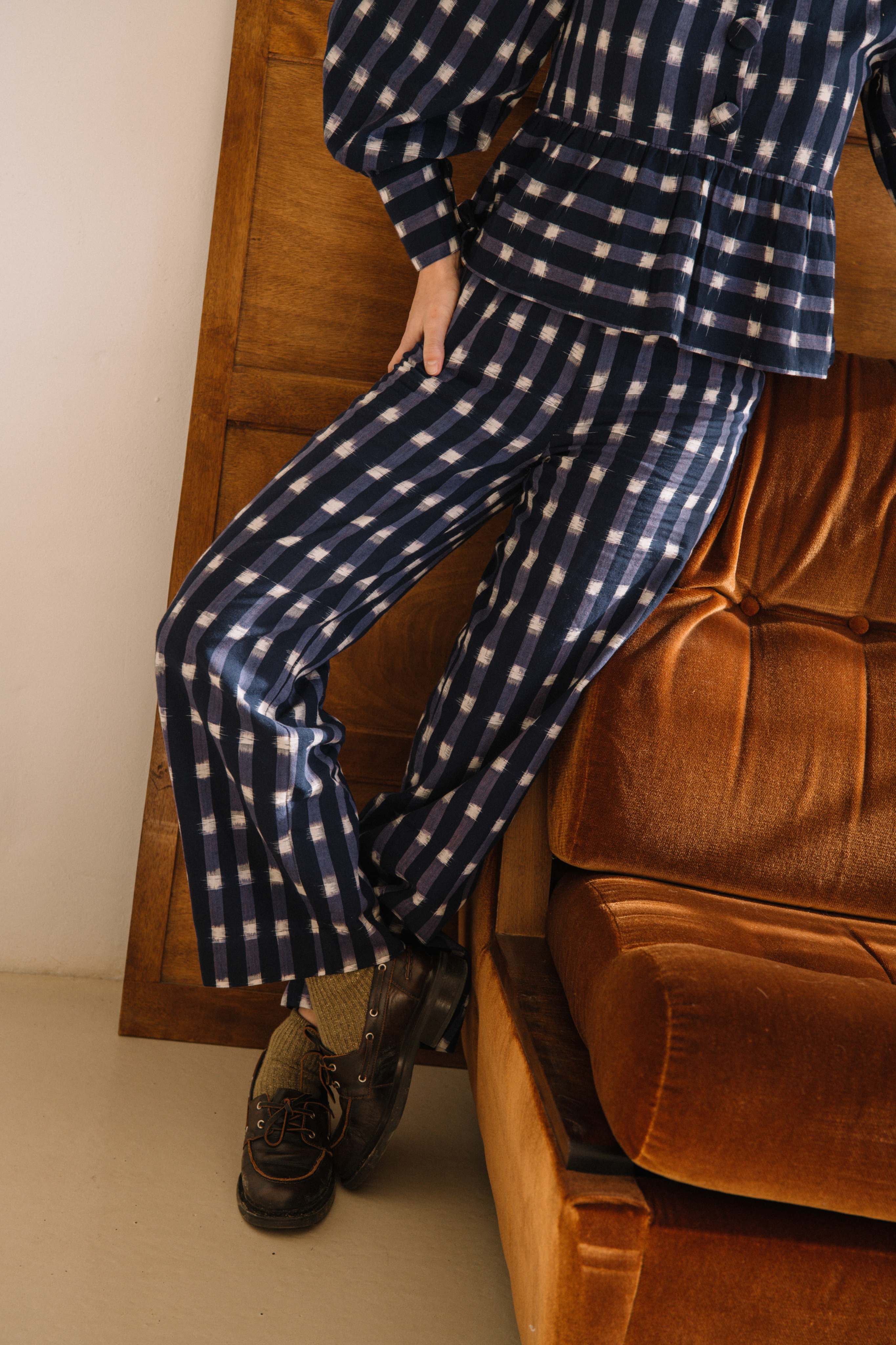 Calças Hortense Ikat Azul Marinho