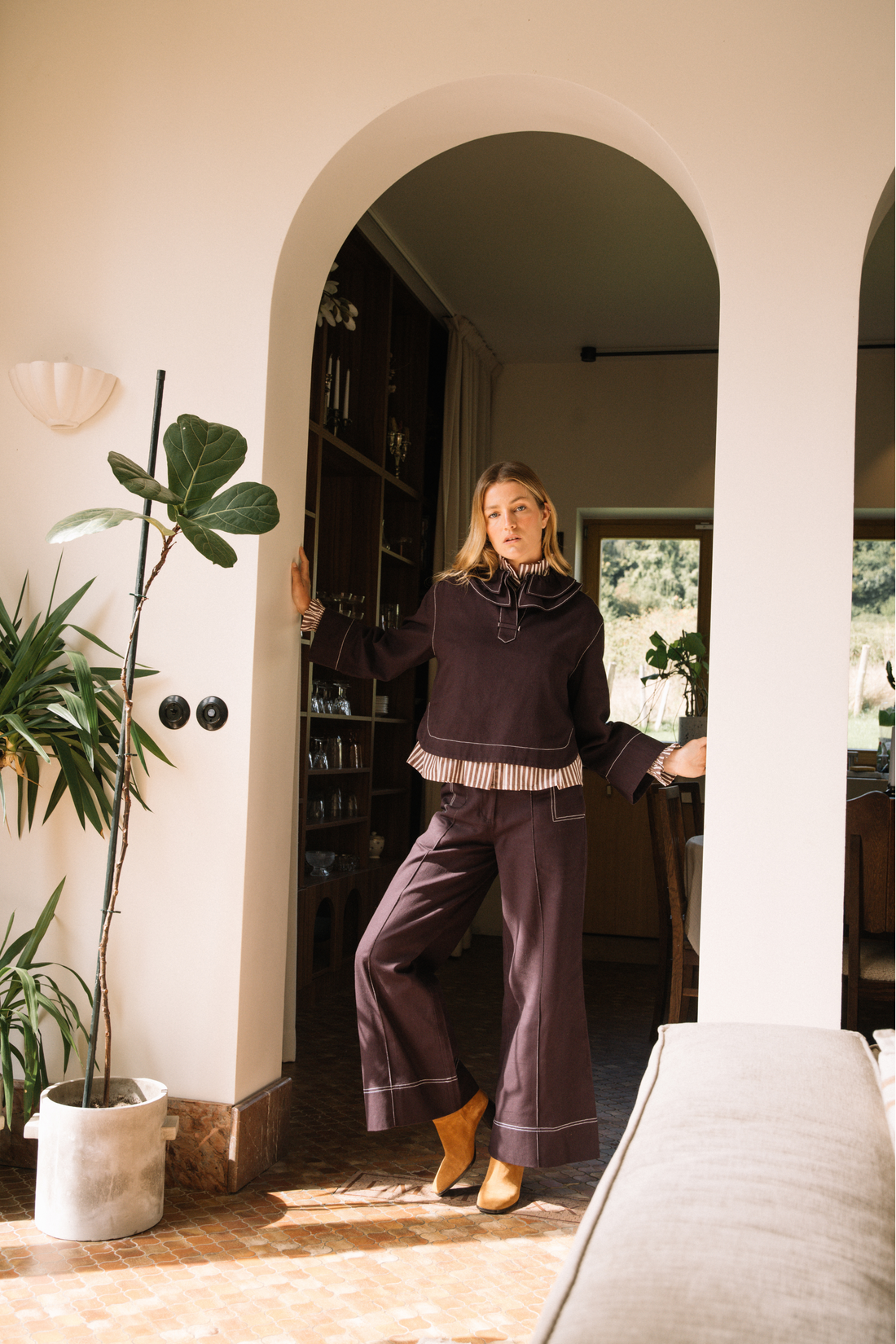 Calças Celine cor ameixa