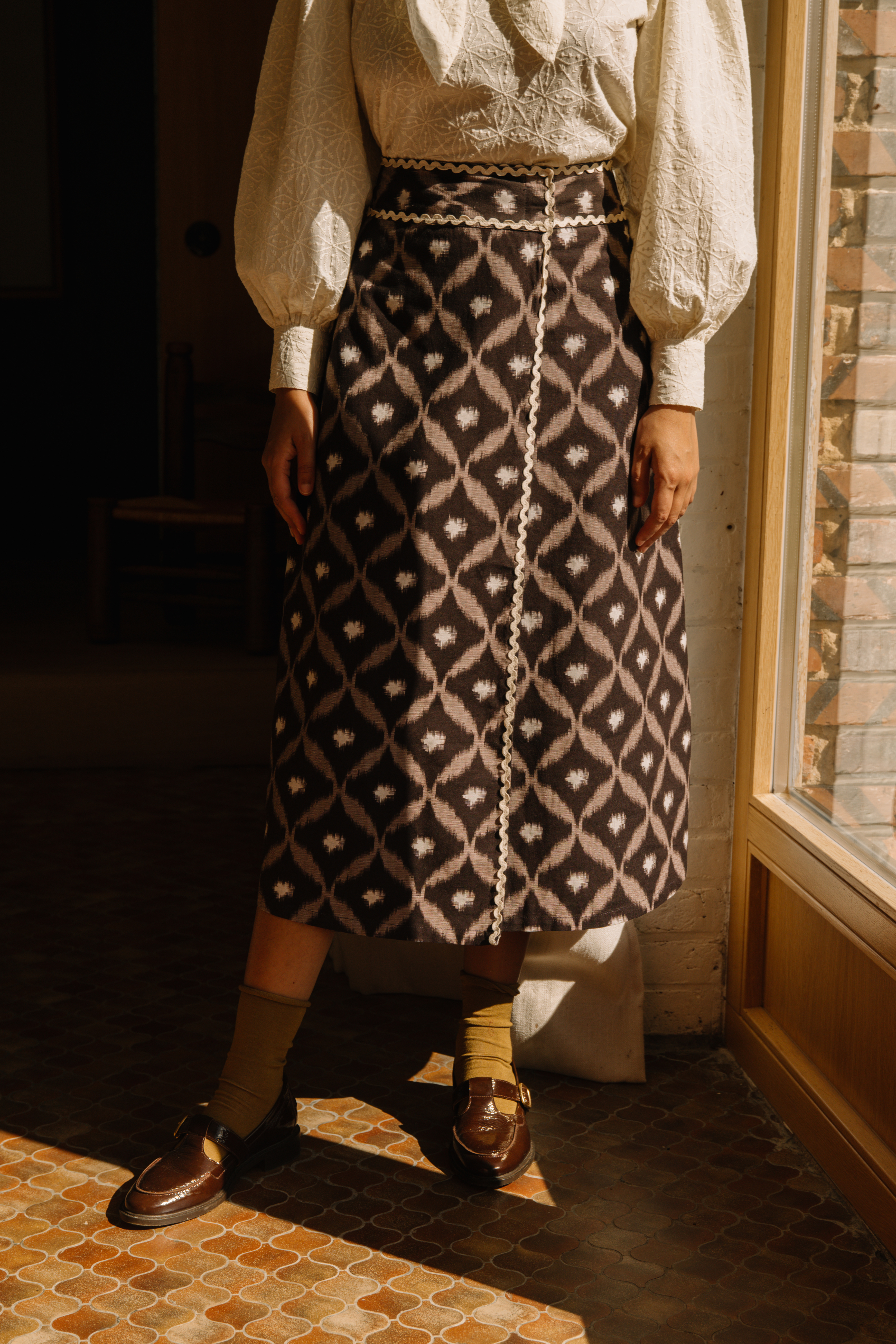 Jupe Lise Ikat Prune