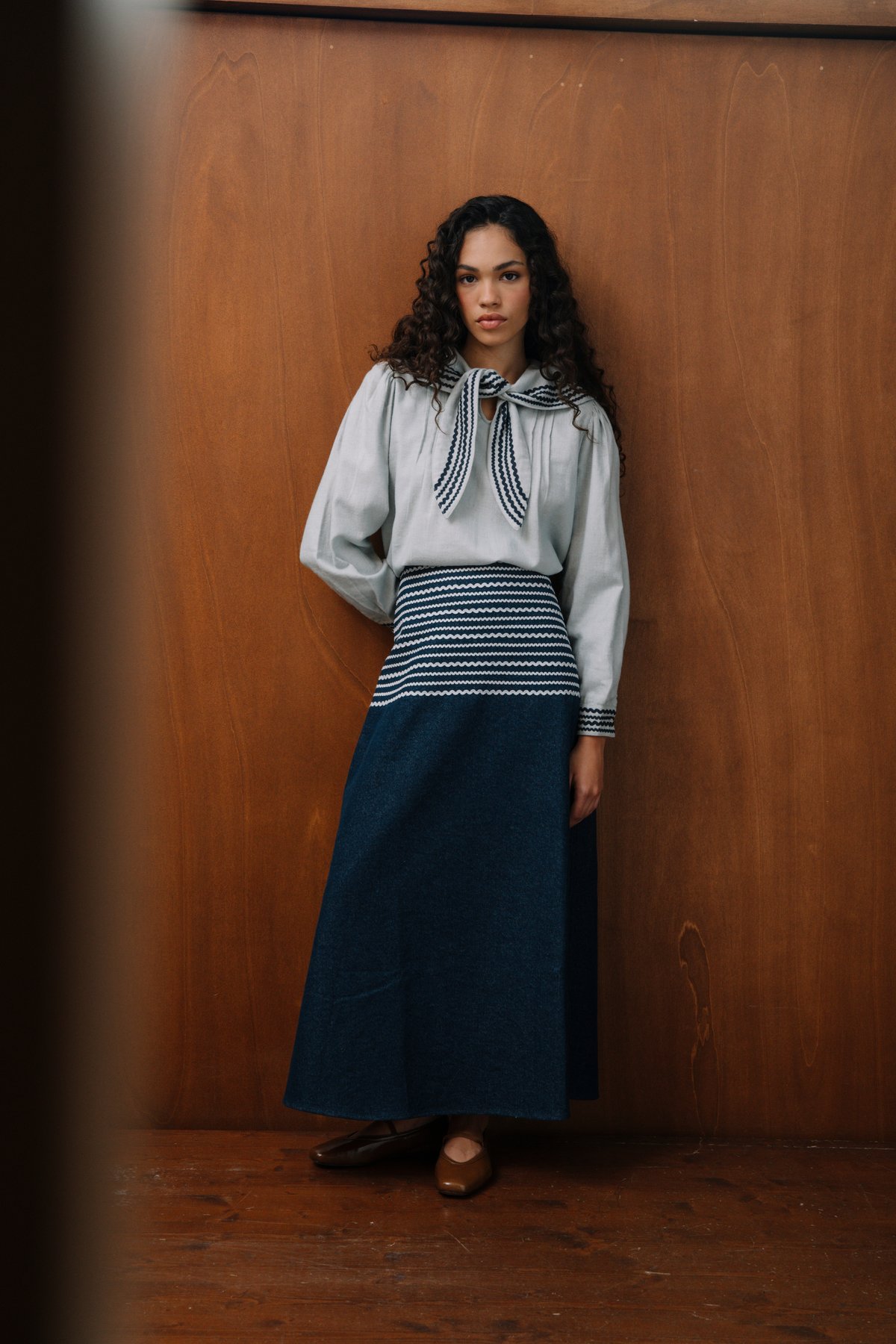 Blouse Othilie bleu-gris