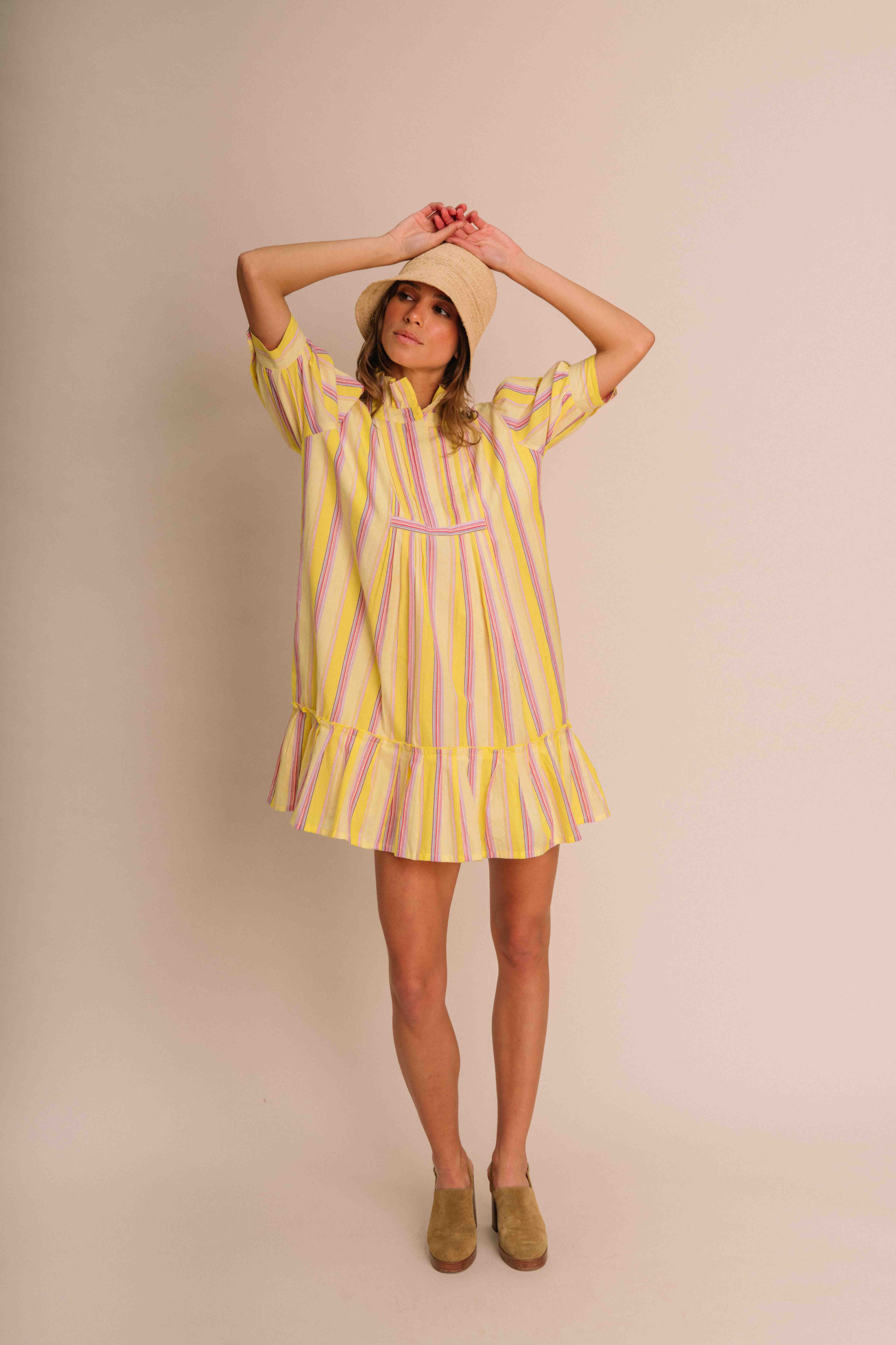 Robe Olympe Rayures Jaune