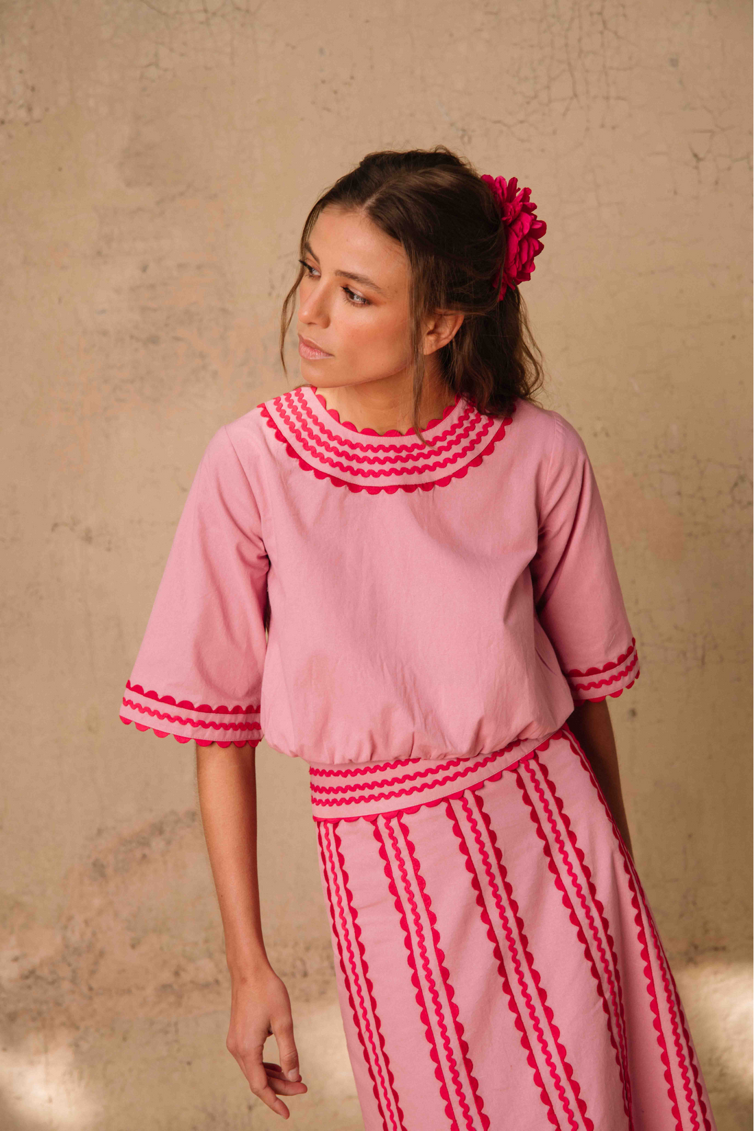 Blouse Flore Vieux rose