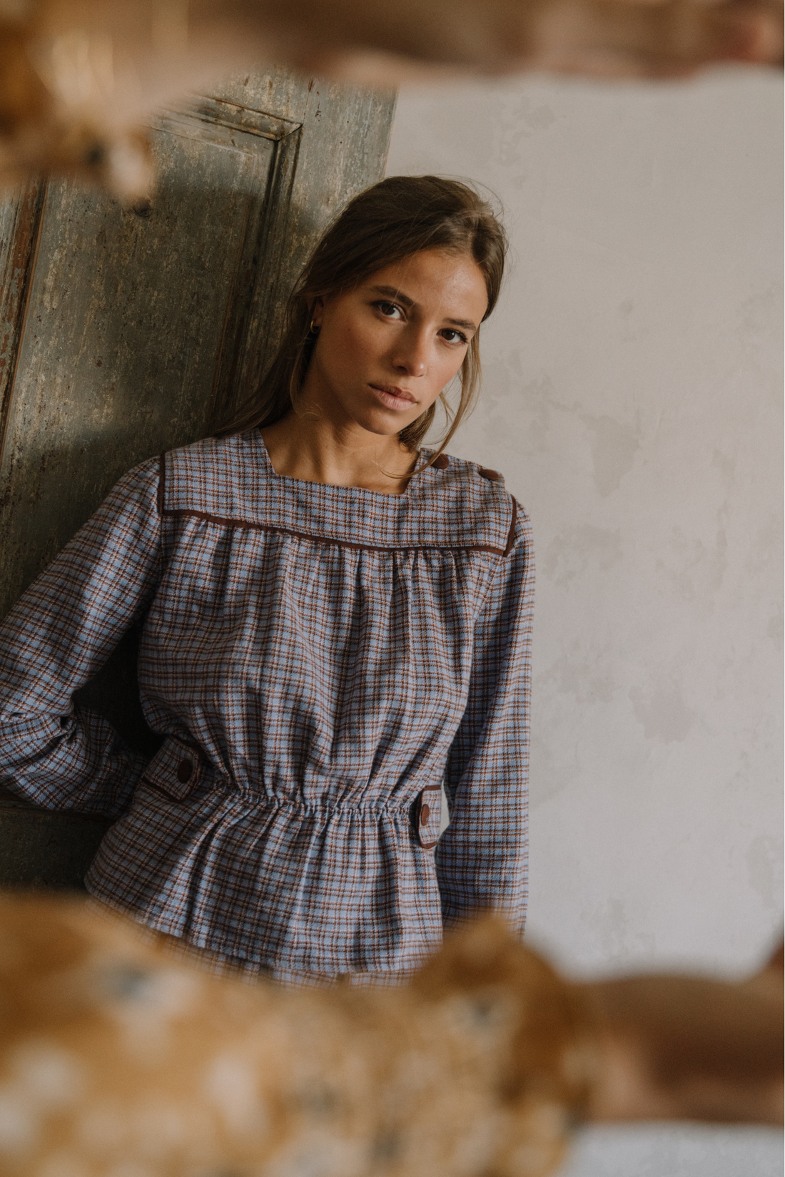 Blouse Garance tartan Iris