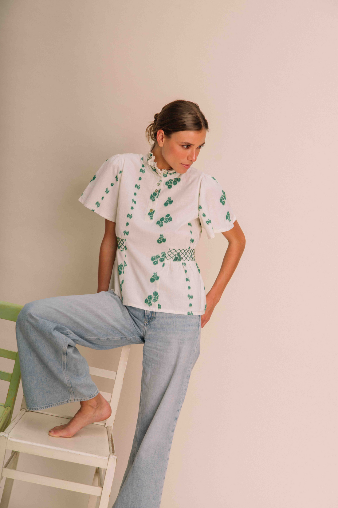 Blouse Constance Broderies Vert