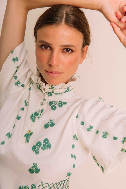 Blouse Constance Broderies Vert