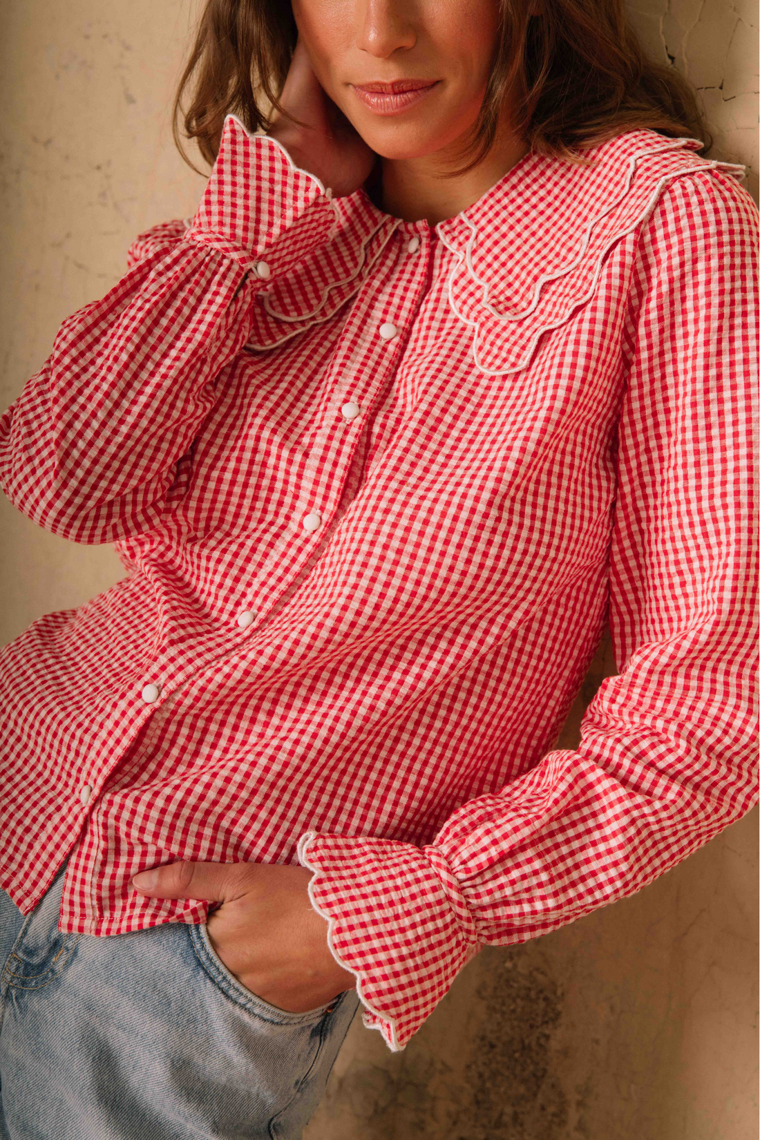 Blouse Paula Vichy Rose et Rouge