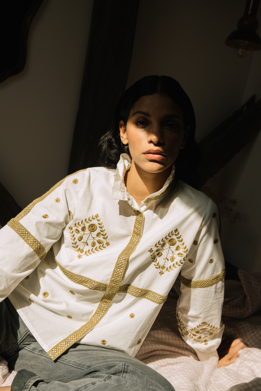 Blouse Bertille broderies Olive