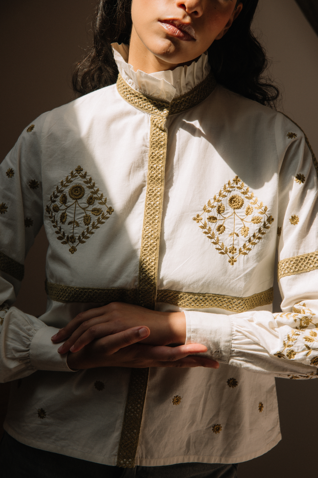 Blouse Bertille broderies Olive