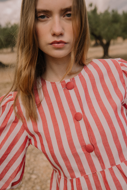 Blouse Aimée Rayures Rose et Rouge