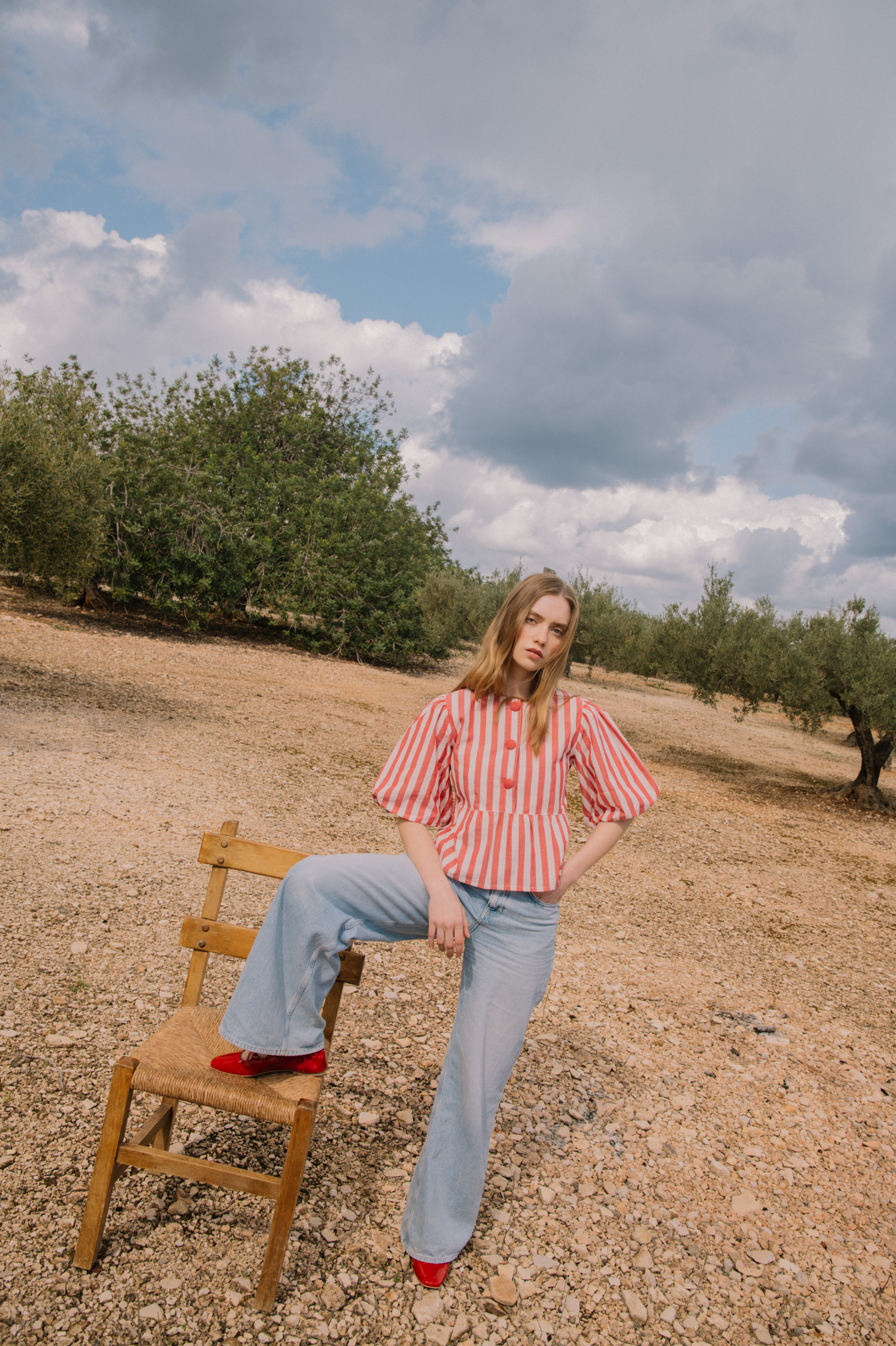 Blouse Aimée Rayures Rose et Rouge