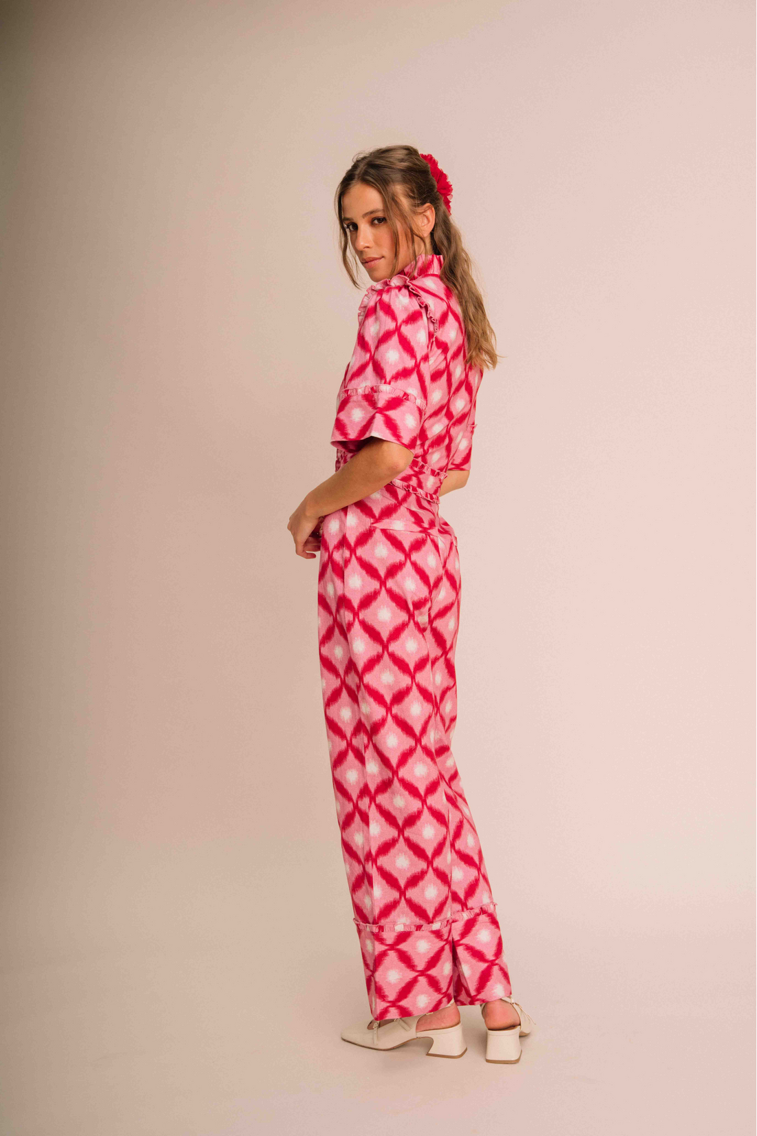 Combinaison Capucine Ikat Rose et Rouge