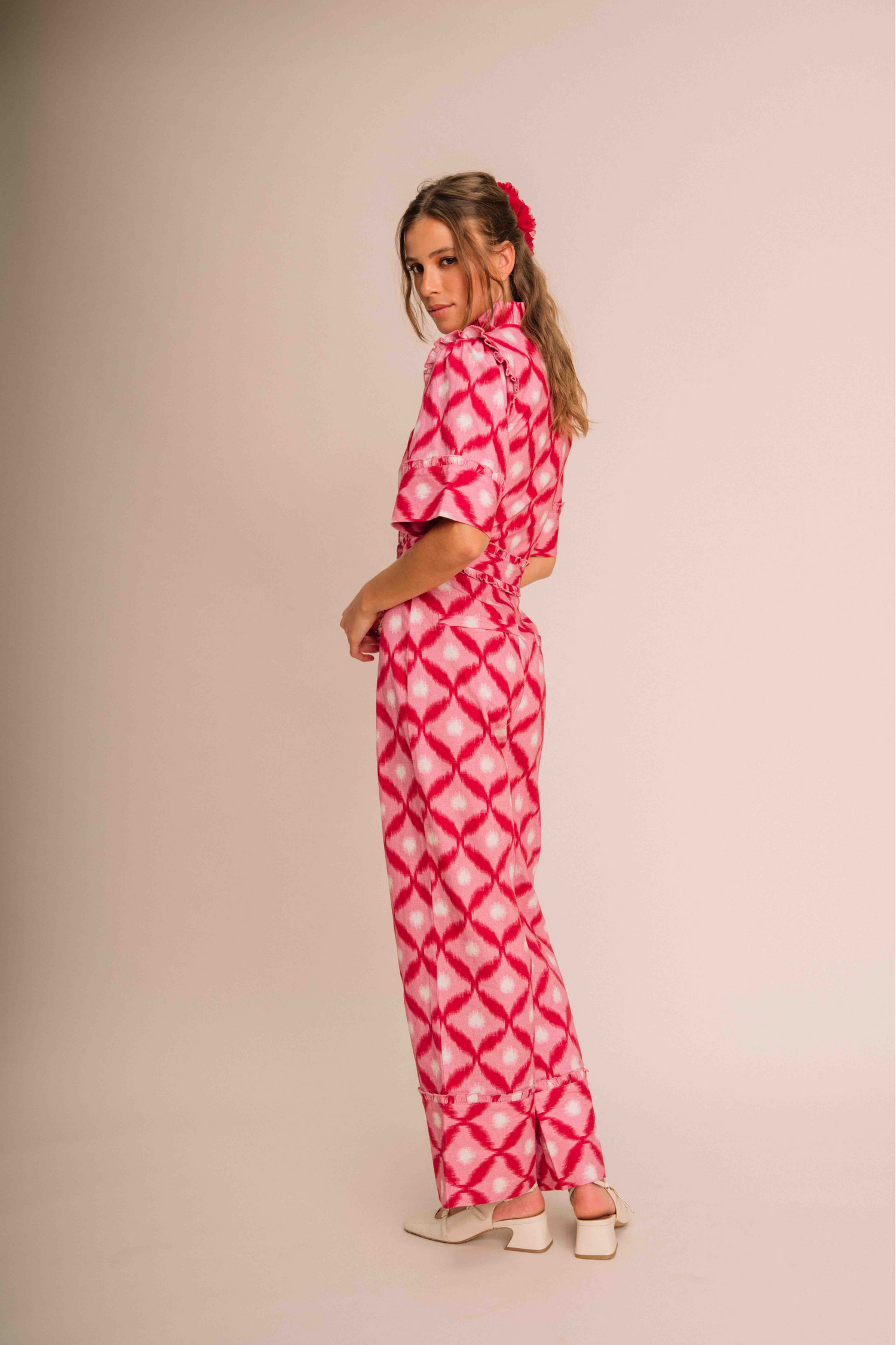 Combinaison Capucine Ikat Rose et Rouge