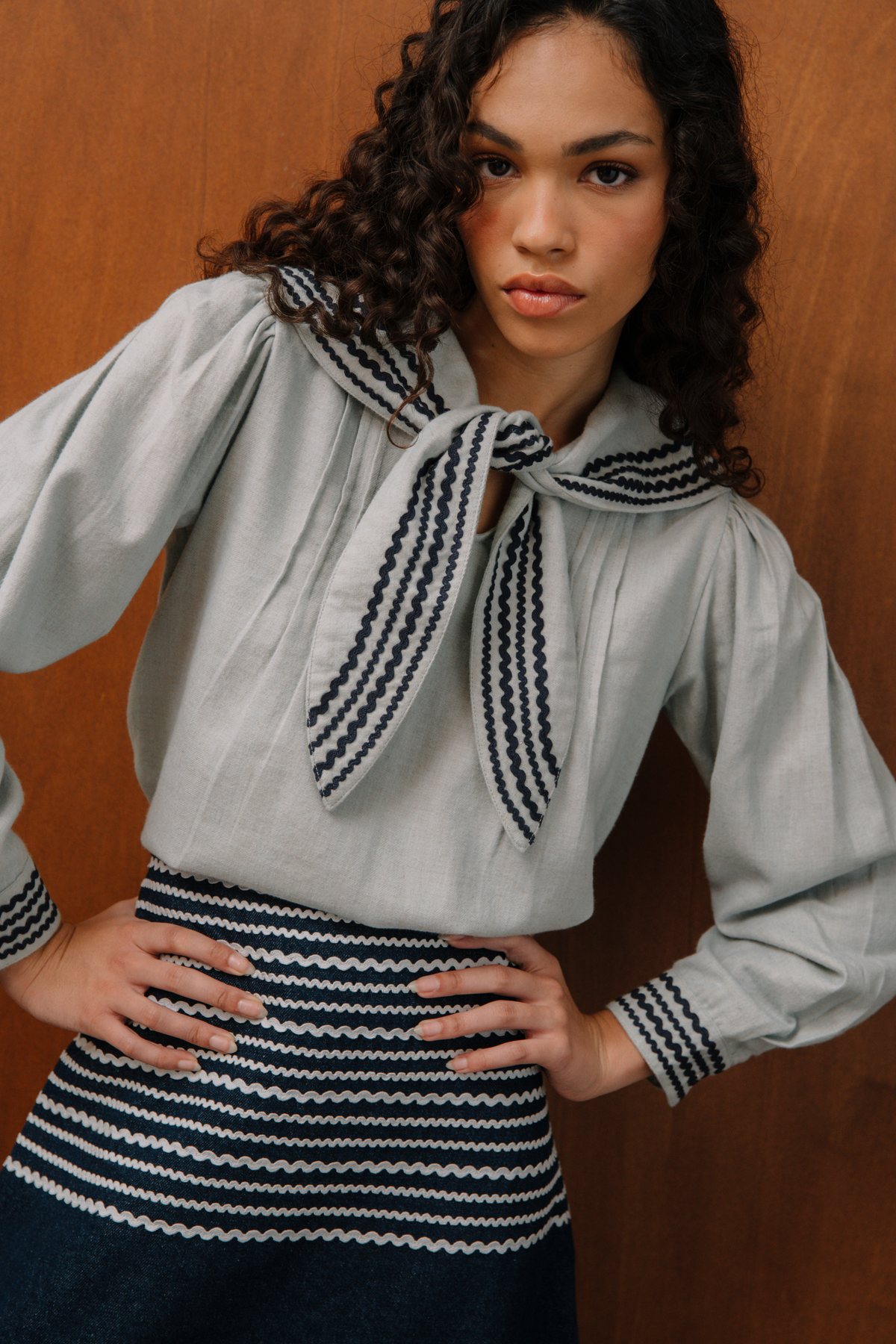 Blouse Othilie bleu-gris