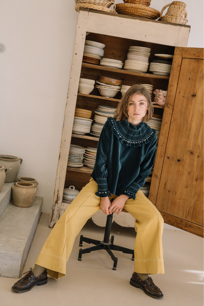 Blusa Eléonore de Terciopelo Azul Noche