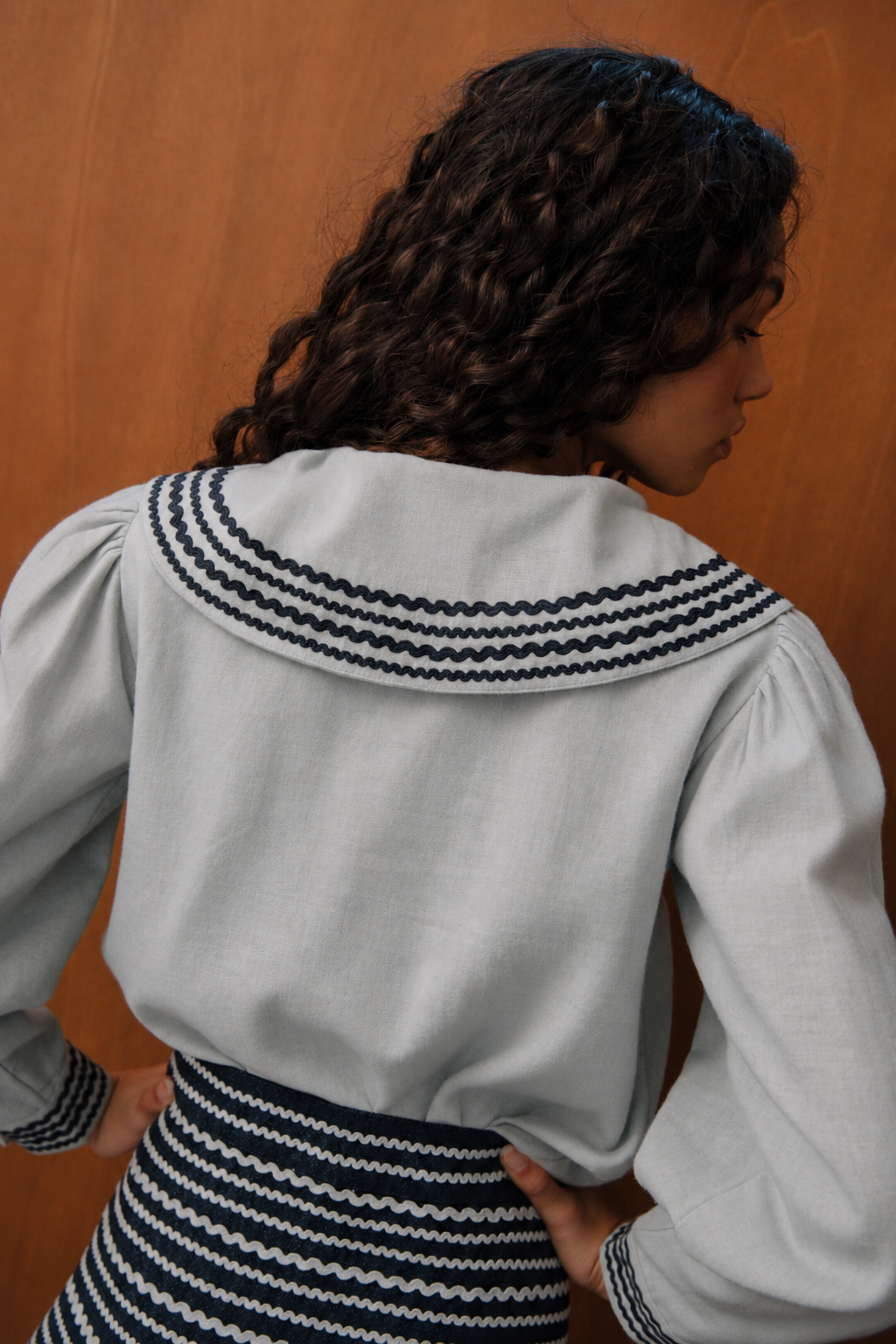 Blouse Othilie bleu-gris